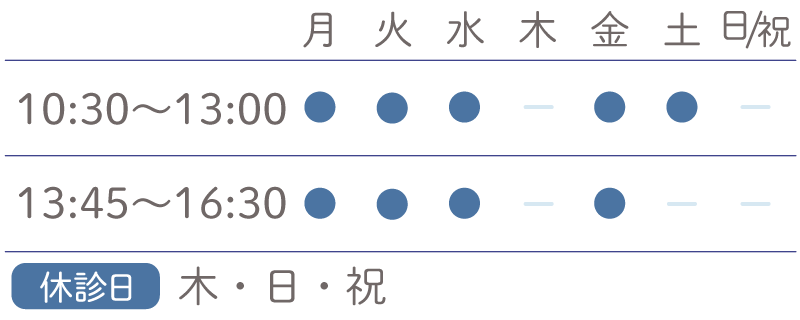 診療時間カレンダー